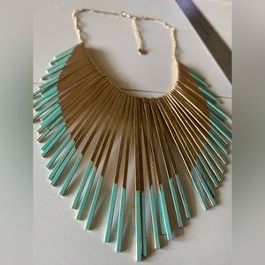 Metal turquoise tassel necklace